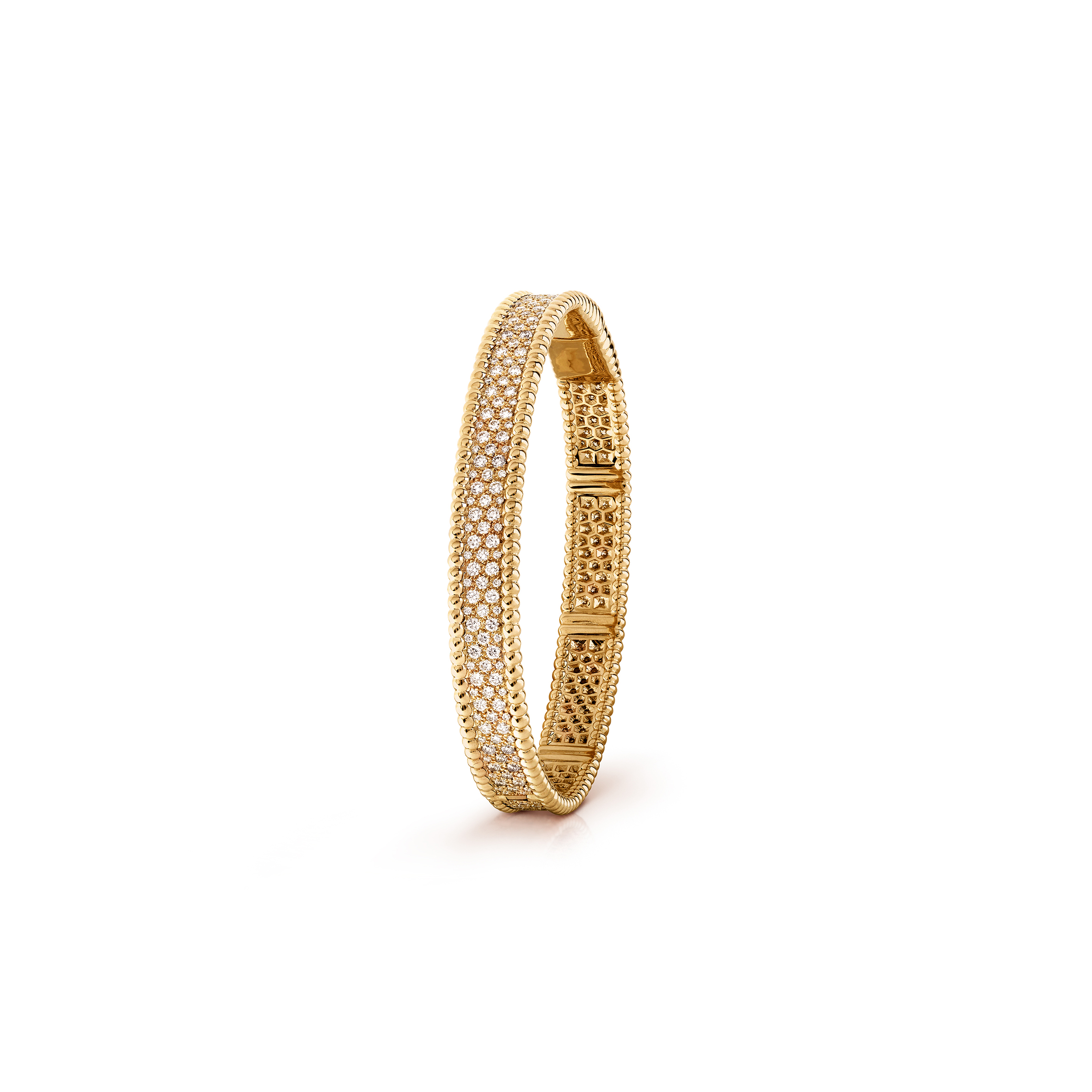 VAN CLEEF ARPELS PERLÉE DIAMONDS BRACELET, 3 ROWS, SMALL MODEL - YELLOW GOLD, DIAMOND  VCARO56400